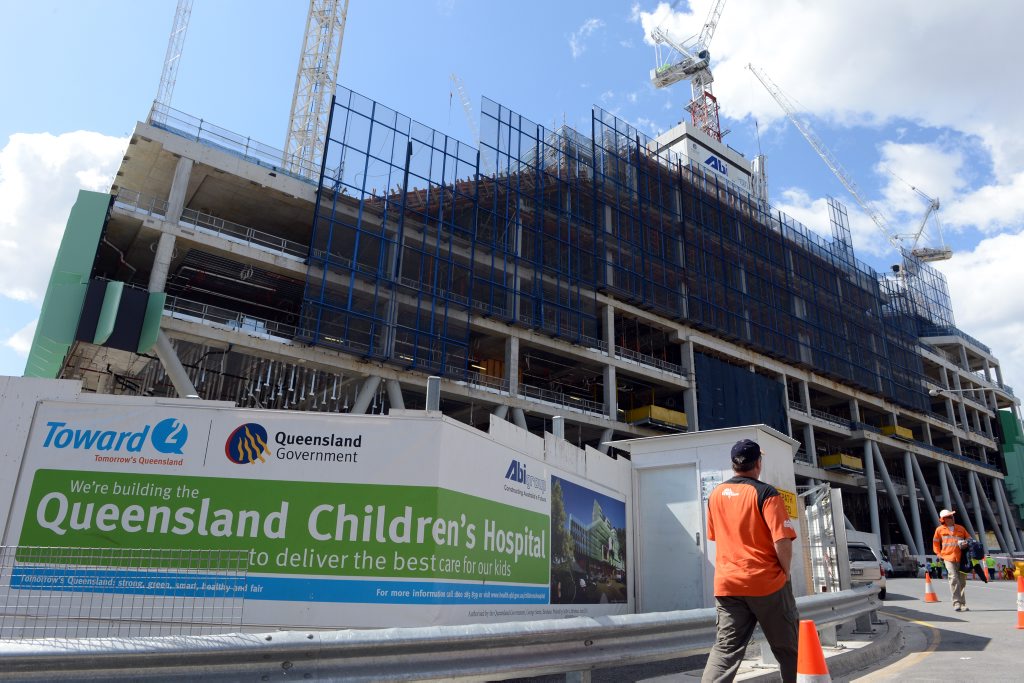 The construction site of the new Queensland Children's Hospital in Brisbane. The construction site of the new Queensland Children's Hospital in Brisbane.