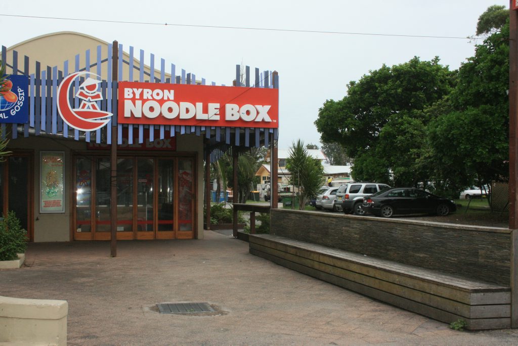 THE Noodle Box, outside which three men were attacked at 3am this morning. Photo Digby Hildreth / Byron Shire News THE Noodle Box, outside which three men were attacked at 3am this morning. Photo Digby Hildreth / Byron Shire News