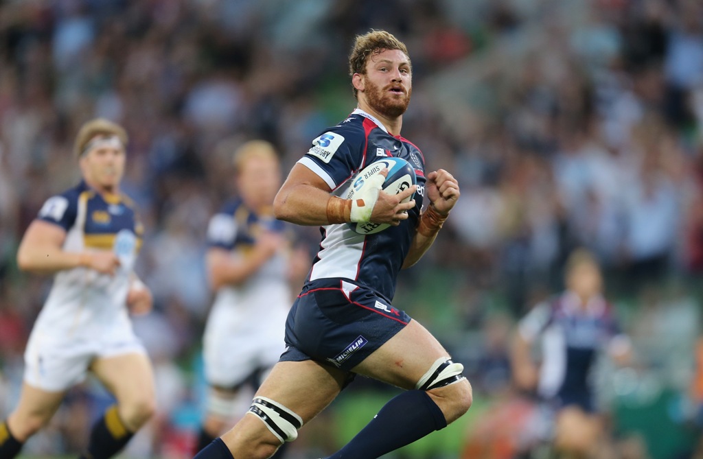 Scott Higginbotham of the Rebels runs in to score the Rebels first try of the game during the round two Super Rugby match between the Rebels and the Brumbies at AAMI Park on February 22, 2013 in Melbourne, Australia. Scott Higginbotham of the Rebels runs in to score the Rebels first try of the game during the round two Super Rugby match between the Rebels and the Brumbies at AAMI Park on February 22, 2013 in Melbourne, Australia.