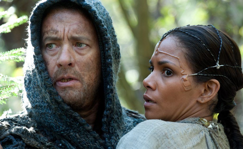 Tom Hanks and Halle Berry in a scene from the movie Cloud Atlas. Tom Hanks and Halle Berry in a scene from the movie Cloud Atlas.