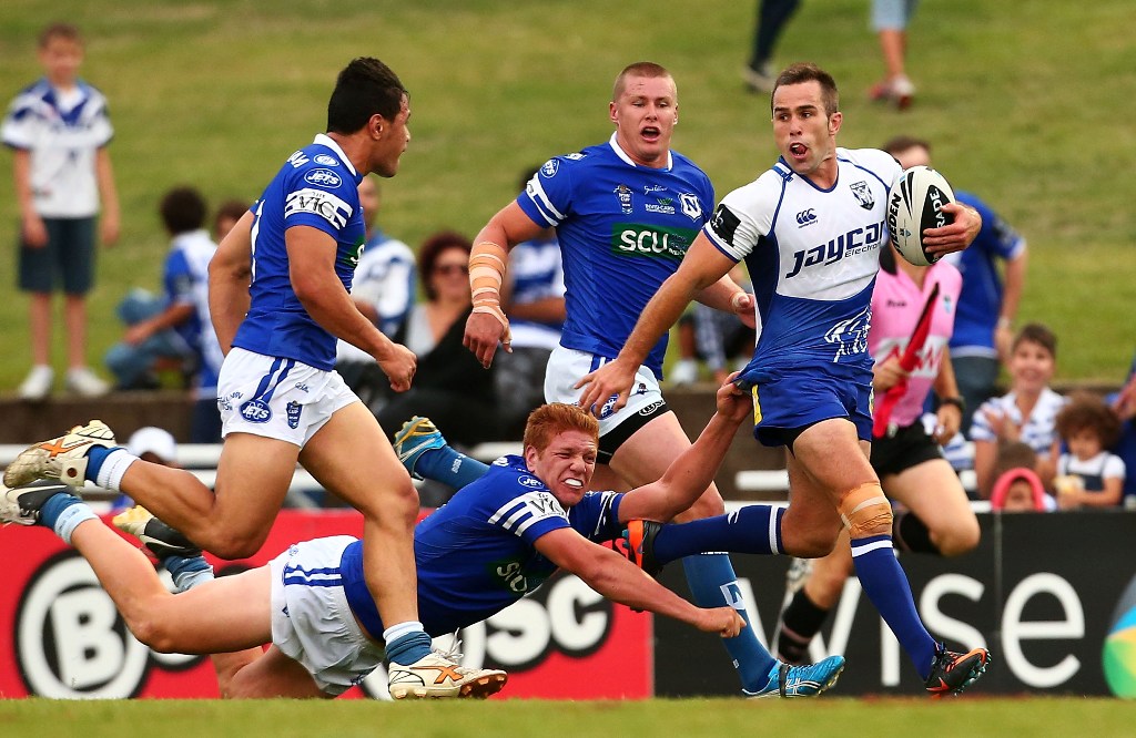 Steve Turner of the Bulldogs makes a line break during the NRL trial match between the Canterbury Bulldogs and the Newtown Jets at Belmore Sports Ground on February 10, 2013 in Sydney, Australia. Steve Turner of the Bulldogs makes a line break during the NRL trial match between the Canterbury Bulldogs and the Newtown Jets at Belmore Sports Ground on February 10, 2013 in Sydney, Australia.