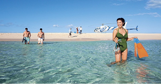 Helicopter tour to a remote sand cay on the Great Barrier Reef with GBR Helicopters. Helicopter tour to a remote sand cay on the Great Barrier Reef with GBR Helicopters.
