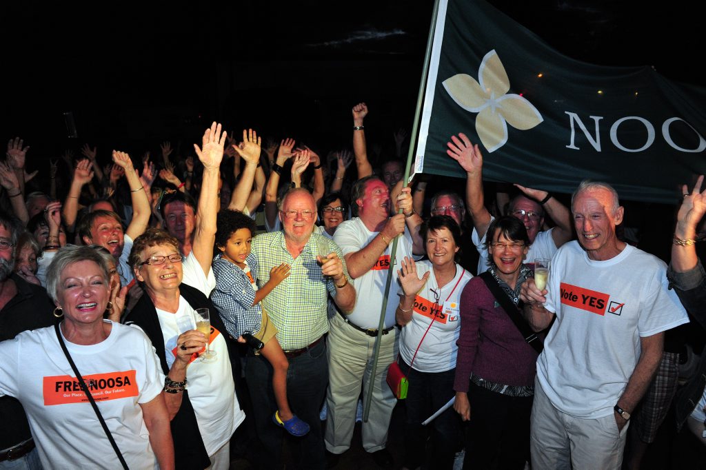 Noosa residents celebrate de-amalgamation. Noosa residents celebrate de-amalgamation.