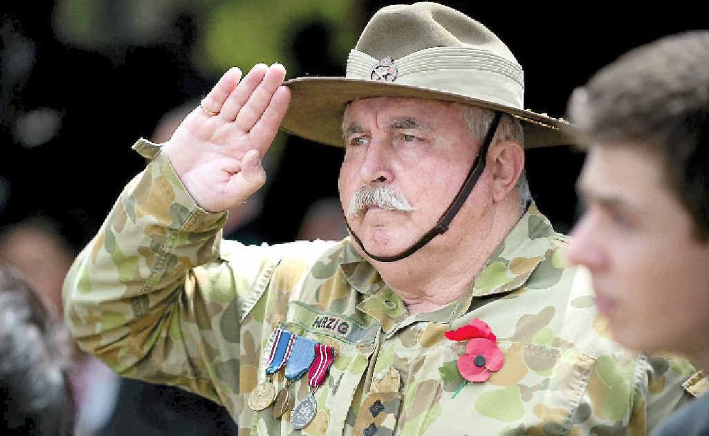 Capt Rys Herzig at a Remembrance Day service in Woolgoolga in 2011. Capt Rys Herzig at a Remembrance Day service in Woolgoolga in 2011.