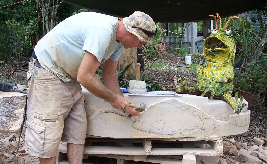 Wayne Markwort works on a park seat with the Kenilworth Kritta the first to try it out. Wayne Markwort works on a park seat with the Kenilworth Kritta the first to try it out.