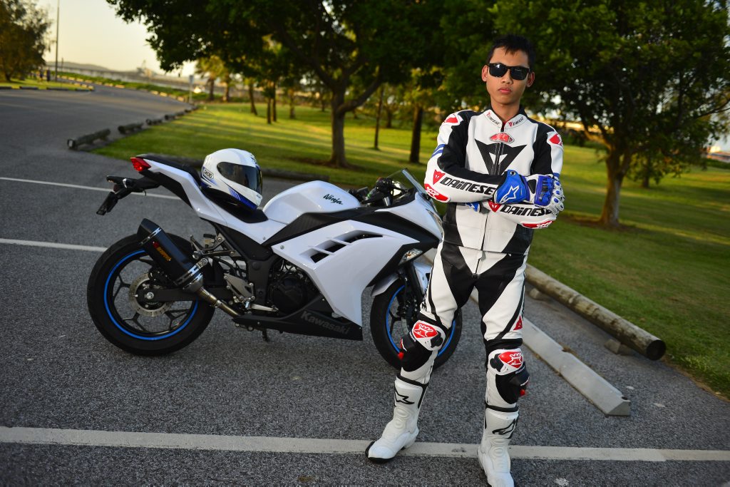 Matahari Sumadi shows off his Kawasaki Ninja 300R. Matahari Sumadi shows off his Kawasaki Ninja 300R.