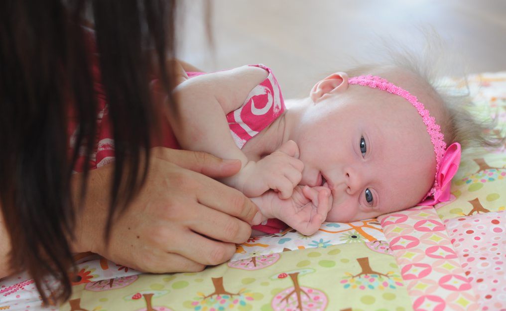 Joelle Kelly with her daughter Josee (9 weeks) who was born with Down syndrome. Joelle Kelly with her daughter Josee (9 weeks) who was born with Down syndrome.