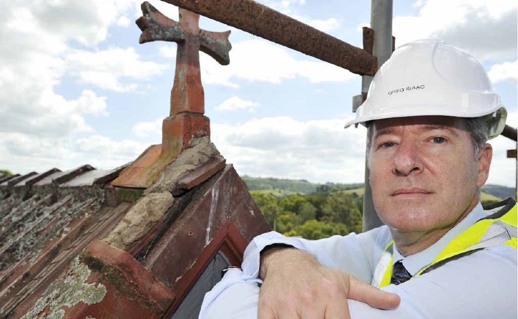 SIGNIFICANT BUILD: Lismore diocesan business manager Greg Isaac on the roof of Presentation House in Lismore where renovations are under way. SIGNIFICANT BUILD: Lismore diocesan business manager Greg Isaac on the roof of Presentation House in Lismore where renovations are under way.