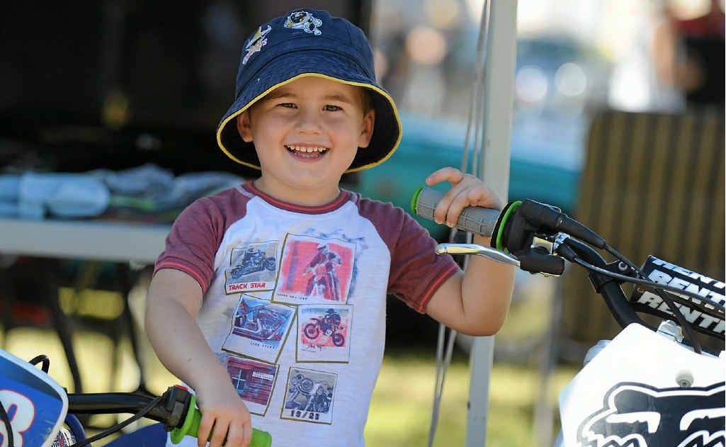 Deakin Assman-Sullivan, 3, gets revved up in the motorbike display. Deakin Assman-Sullivan, 3, gets revved up in the motorbike display.