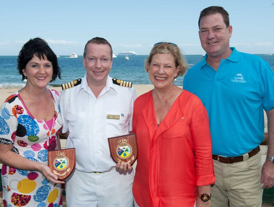 (L-R) Queensland Tourism Minister Jann Stuckey, Pacific Jewel Captain John Foster, Carnival Australia CEO Ann Sherry and Tangalooma Island Resort Director David James (L-R) Queensland Tourism Minister Jann Stuckey, Pacific Jewel Captain John Foster, Carnival Australia CEO Ann Sherry and Tangalooma Island Resort Director David James