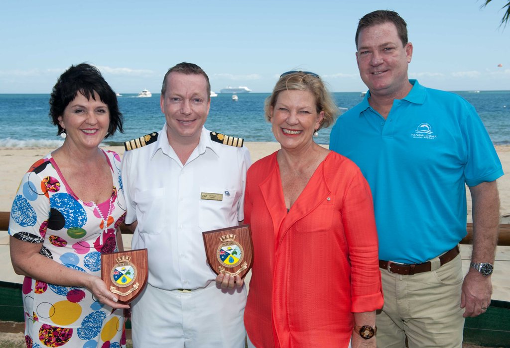 (L-R) Queensland Tourism Minister Jann Stuckey, Pacific Jewel Captain John Foster, Carnival Australia CEO Ann Sherry and Tangalooma Island Resort Director David James (L-R) Queensland Tourism Minister Jann Stuckey, Pacific Jewel Captain John Foster, Carnival Australia CEO Ann Sherry and Tangalooma Island Resort Director David James