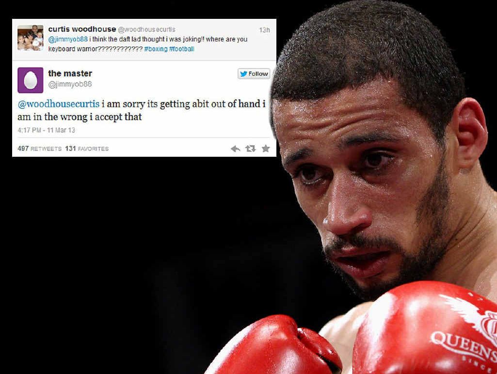 FIGHTING BACK: Boxer Curtis Woodhouse takes aim at his troll. FIGHTING BACK: Boxer Curtis Woodhouse takes aim at his troll.
