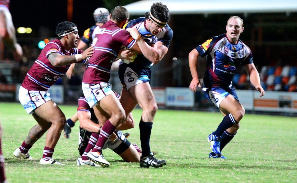 John Clayton with the ball. Capras vs Mackay Cutters. Trial game at Browne Park. Photo Sharyn O'Neill / The Morning Bulletin John Clayton with the ball. Capras vs Mackay Cutters. Trial game at Browne Park. Photo Sharyn O'Neill / The Morning Bulletin
