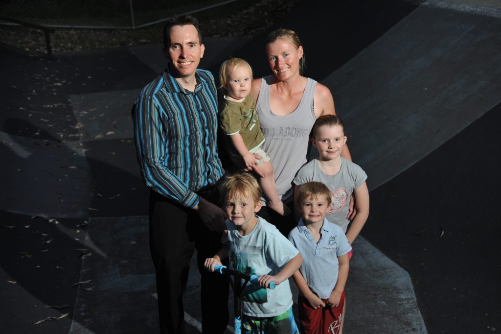 (centre) Samson List, 6, is living with cystic fibrosis but loves sports and being active, pictured here with parents Katrina and Deon, sister Asher, 8, and brothers Noah, 3, and Angus, 1. (centre) Samson List, 6, is living with cystic fibrosis but loves sports and being active, pictured here with parents Katrina and Deon, sister Asher, 8, and brothers Noah, 3, and Angus, 1.