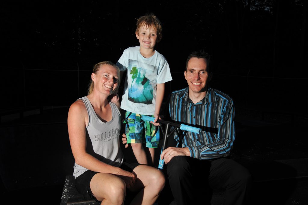 (centre) Samson List, 6, is living with cystic fibrosis but loves sports and being active, pictured here with parents Katrina and Deon. (centre) Samson List, 6, is living with cystic fibrosis but loves sports and being active, pictured here with parents Katrina and Deon.
