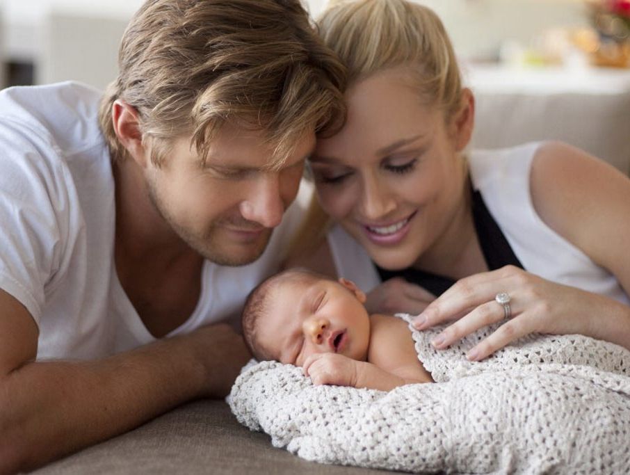 Cricketer Shane Watson with his wife, Lee Watson, and their new baby. Cricketer Shane Watson with his wife, Lee Watson, and their new baby.