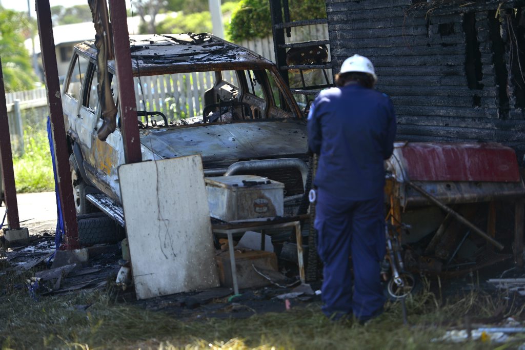 Fire investigators are at a Kianga St, Barney Point home after fire gutted the property on Thursday night. Fire investigators are at a Kianga St, Barney Point home after fire gutted the property on Thursday night.