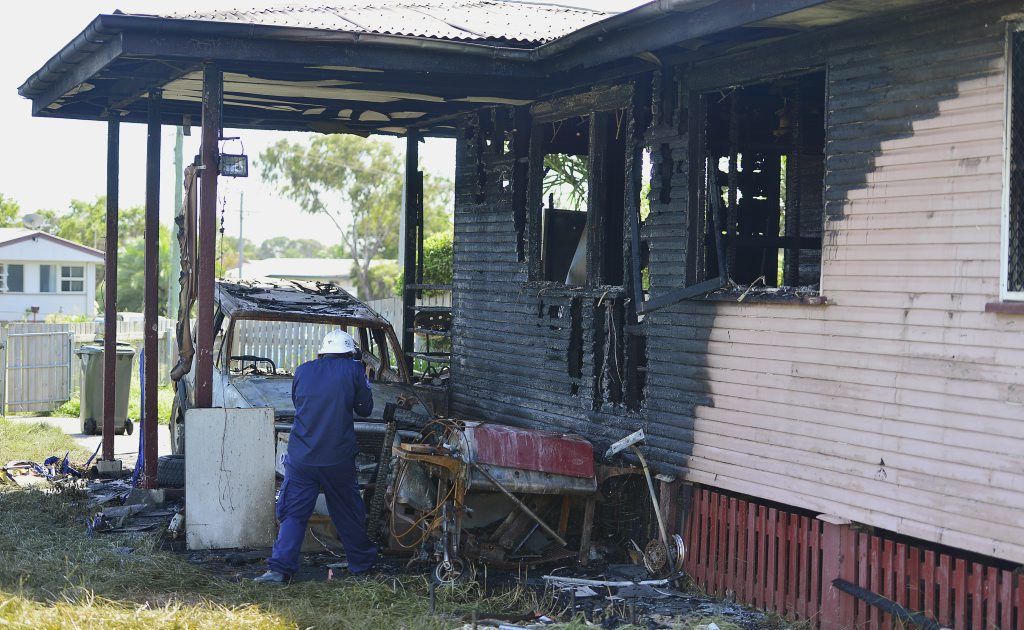 Fire investigators are at a Kianga St, Barney Point home after fire gutted the property on Thursday night. Fire investigators are at a Kianga St, Barney Point home after fire gutted the property on Thursday night.