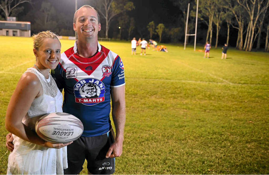 PLAY TIME: Rhiannon and Liam Campbell are looking forward to ladies night at the Calliope rugby league grounds. PLAY TIME: Rhiannon and Liam Campbell are looking forward to ladies night at the Calliope rugby league grounds.