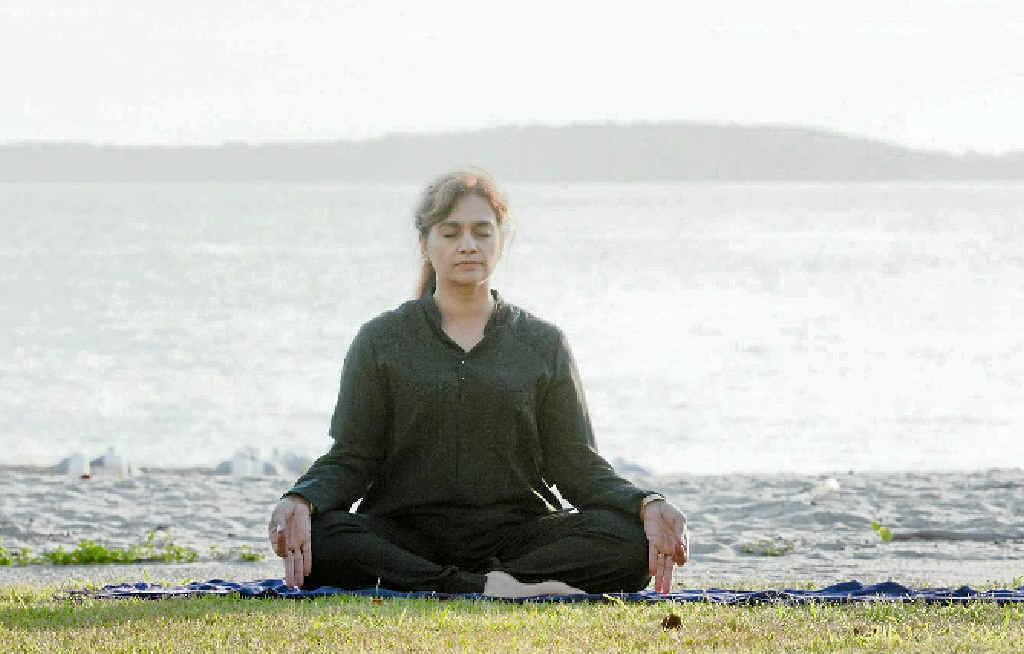 RELAX: Our yoga guru Pushpa Bakshi. RELAX: Our yoga guru Pushpa Bakshi.