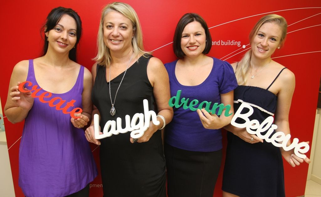 Ems Design managing director Madalene Hall (left) and accounts and production manager Andrea Prasser (second right). Ems Design managing director Madalene Hall (left) and accounts and production manager Andrea Prasser (second right).