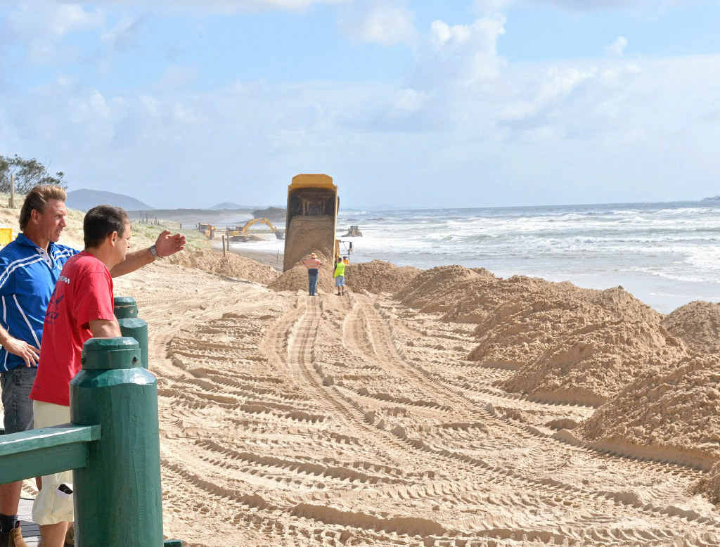 Piles of sand is transported to Maroochydore Beach in time for the Queensland Surf Live Saving Titles today. Piles of sand is transported to Maroochydore Beach in time for the Queensland Surf Live Saving Titles today.