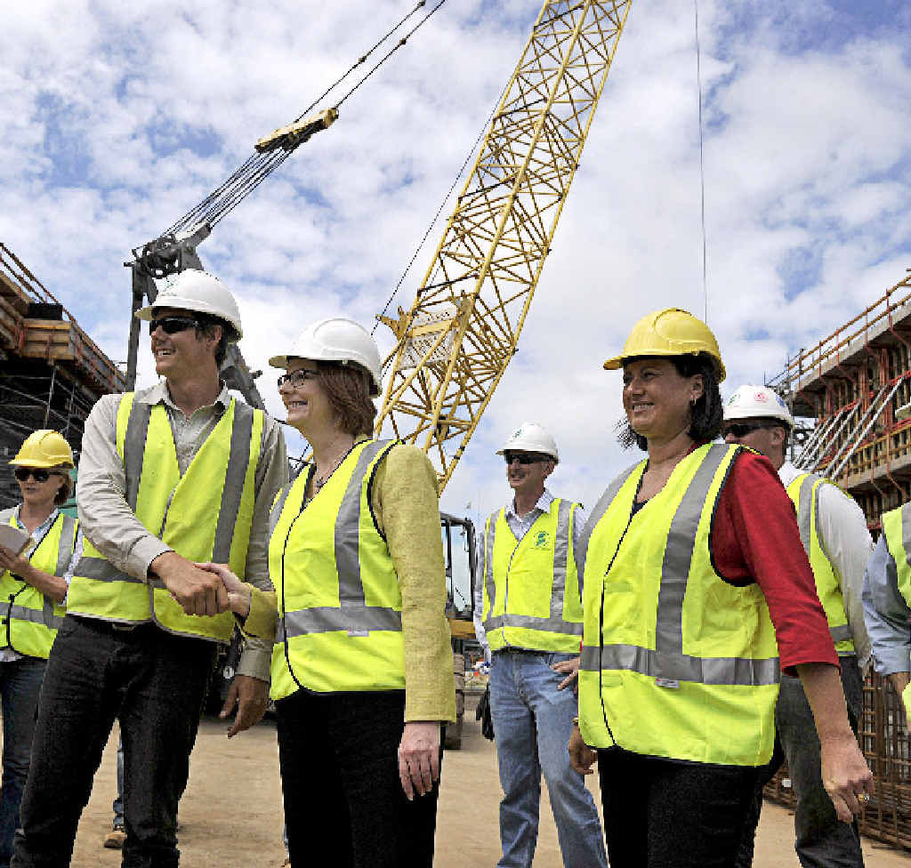 KEY PROJECT: PM Julia Gillard and Member for Richmond Justine Elliot tour the Tintenbar to Ewingsdale highway upgrade. PHOTOS: CATHY ADAMS KEY PROJECT: PM Julia Gillard and Member for Richmond Justine Elliot tour the Tintenbar to Ewingsdale highway upgrade. PHOTOS: CATHY ADAMS