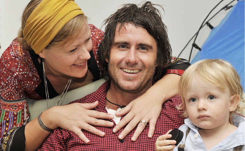 INSTINCT: Bernard McCaffery of East Ballina, pictured with his wife Jess and son Tyler, will receive a bravery award for his part in a surf rescue at Tallow Beach, Byron Bay. INSTINCT: Bernard McCaffery of East Ballina, pictured with his wife Jess and son Tyler, will receive a bravery award for his part in a surf rescue at Tallow Beach, Byron Bay.