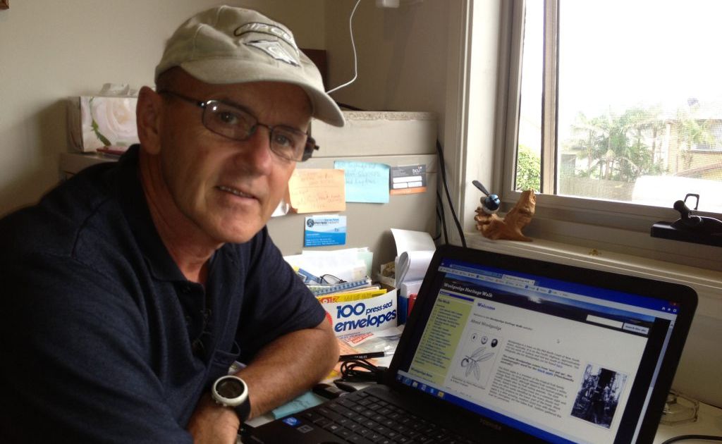 Norm Mitchener checks out the new Heritage Walk website. Photo: Contributed Norm Mitchener checks out the new Heritage Walk website. Photo: Contributed