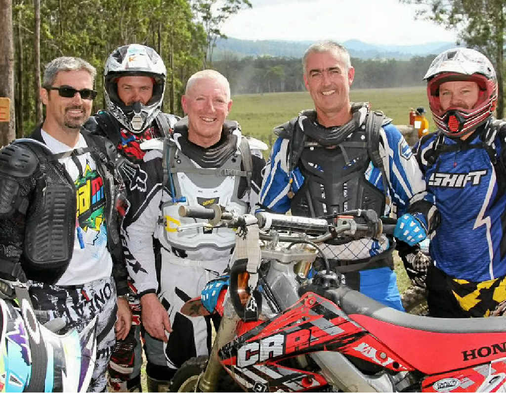 Toowoomba Motorcycle Club members Wayne Hartley, Daniel Brasch, gatekeeper, Craig Chance and Adrian McDonald.