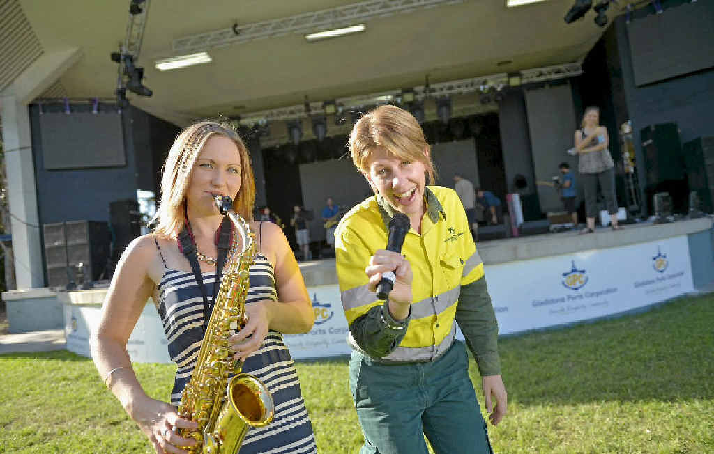 Gladstone Festival and Events coordinator Angie Bettridge and QAL community relations advisor Crystal Linderberg prepare for Jazz 'n' Shiraz. Gladstone Festival and Events coordinator Angie Bettridge and QAL community relations advisor Crystal Linderberg prepare for Jazz 'n' Shiraz.