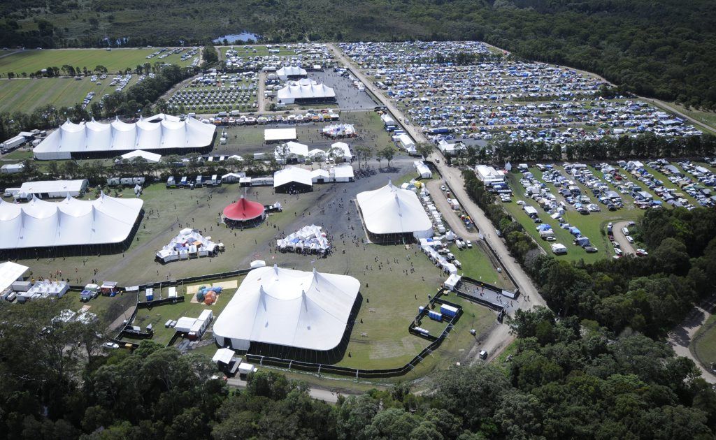 Aerial view of the Blues and Roots Festival site at Tyagarah. Aerial view of the Blues and Roots Festival site at Tyagarah.