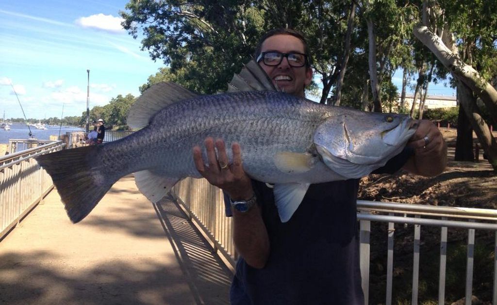 Kevin Whittington with the 9.9kg barramundi he and his 9-year-old son landed in Rockhampton on Good Friday. Kevin Whittington with the 9.9kg barramundi he and his 9-year-old son landed in Rockhampton on Good Friday.