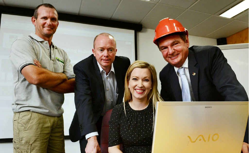OPEN FOR BUSINESS: Ipswich City Council launches its new website Ipswich Building Industry Online. From left are Tredmac director Daniel Trevorrow, ADCO Queensland manager Simon Hawkins, Building Industry Online managing director Tanya Stainton and Mayor Paul Pisasale. OPEN FOR BUSINESS: Ipswich City Council launches its new website Ipswich Building Industry Online. From left are Tredmac director Daniel Trevorrow, ADCO Queensland manager Simon Hawkins, Building Industry Online managing director Tanya Stainton and Mayor Paul Pisasale.