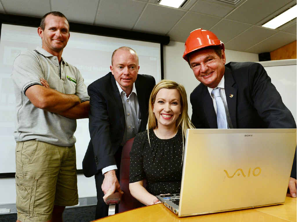 OPEN FOR BUSINESS: Ipswich City Council launches its new website Ipswich Building Industry Online. From left are Tredmac director Daniel Trevorrow, ADCO Queensland manager Simon Hawkins, Building Industry Online managing director Tanya Stainton and Mayor Paul Pisasale. OPEN FOR BUSINESS: Ipswich City Council launches its new website Ipswich Building Industry Online. From left are Tredmac director Daniel Trevorrow, ADCO Queensland manager Simon Hawkins, Building Industry Online managing director Tanya Stainton and Mayor Paul Pisasale.