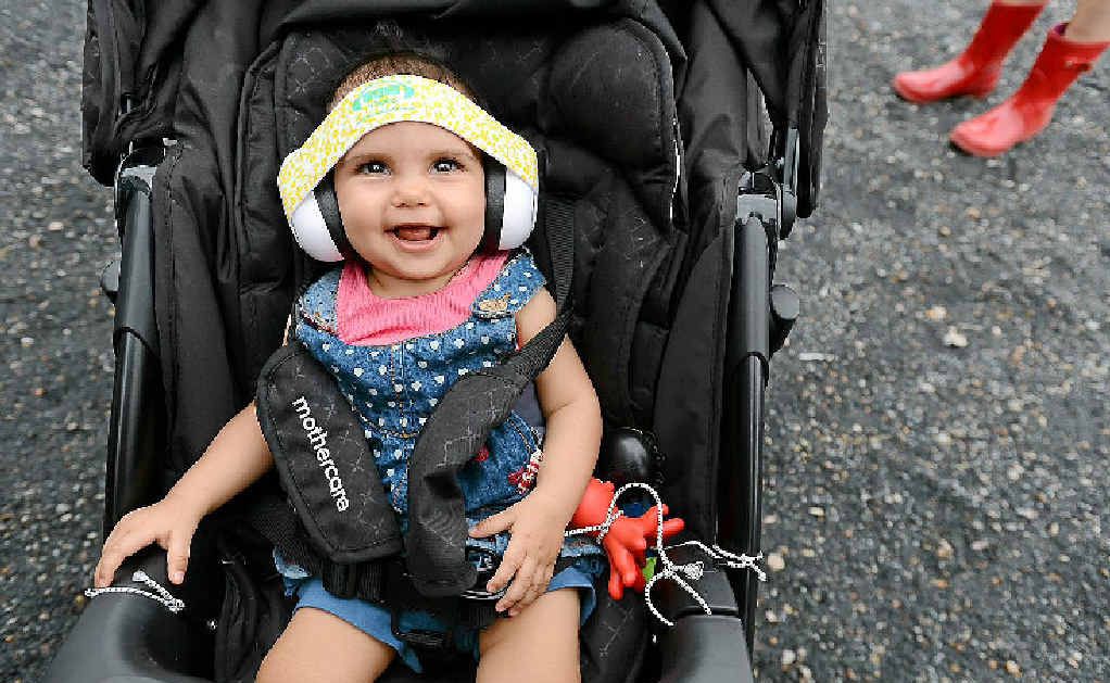 Eight-month-old Anajali Howell from Brisbane taking in the sites, not so much the sounds of this year’s Bluesfest. Eight-month-old Anajali Howell from Brisbane taking in the sites, not so much the sounds of this year’s Bluesfest.