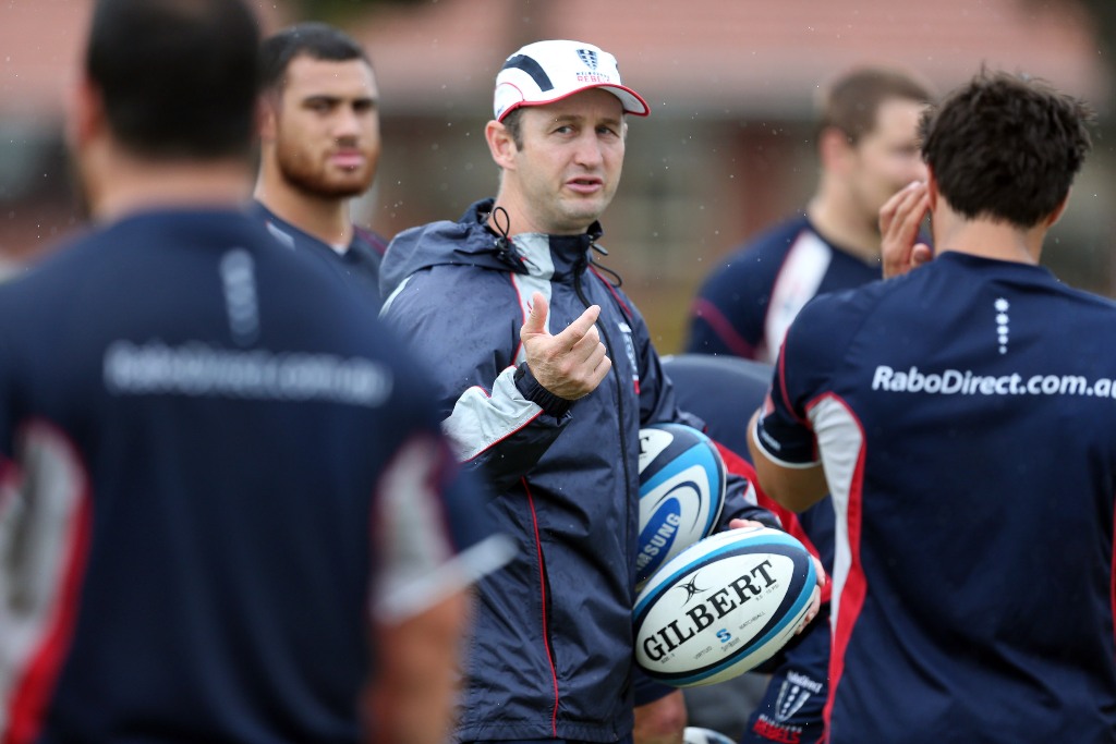 Damien Hill head coach gestures during the Melbourne Rebels training session at Northwood School on March 26, 2013 in Durban, South Africa. Damien Hill head coach gestures during the Melbourne Rebels training session at Northwood School on March 26, 2013 in Durban, South Africa.