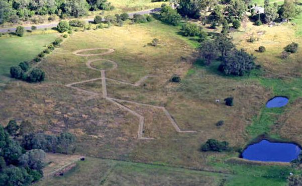 Graham Hawthorne mowed this stick figure from the TV series The Saint into one of his Mardon Rd paddocks. Kris Roper snapped this shot of it from the air. Graham Hawthorne mowed this stick figure from the TV series The Saint into one of his Mardon Rd paddocks. Kris Roper snapped this shot of it from the air.