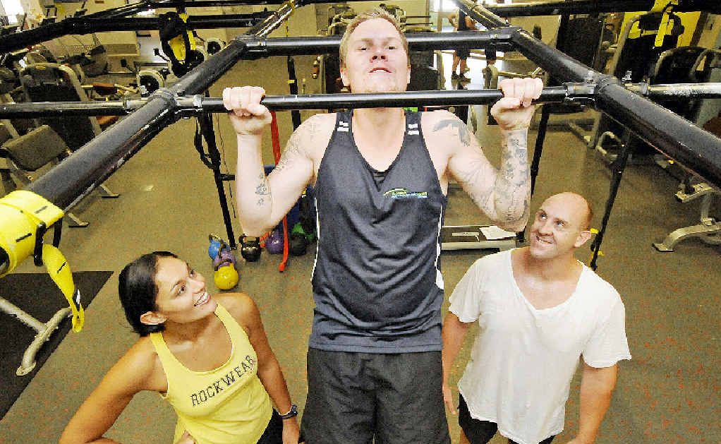 WORK IT: Getting fit for Sunday’s Samson Challenge are Elisha Hiller, Keegan Isbester and Chris McSkimming. WORK IT: Getting fit for Sunday’s Samson Challenge are Elisha Hiller, Keegan Isbester and Chris McSkimming.