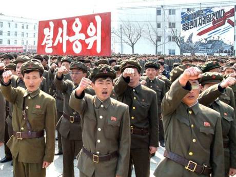 North Koreans attend a rally against the US and South Korea in Nampo. North Koreans attend a rally against the US and South Korea in Nampo.