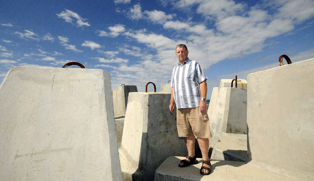 EYESORE: Brian Mullens, of Ballina, thinks the new concrete blocks at the end of North Wall in Ballina are ugly. EYESORE: Brian Mullens, of Ballina, thinks the new concrete blocks at the end of North Wall in Ballina are ugly.