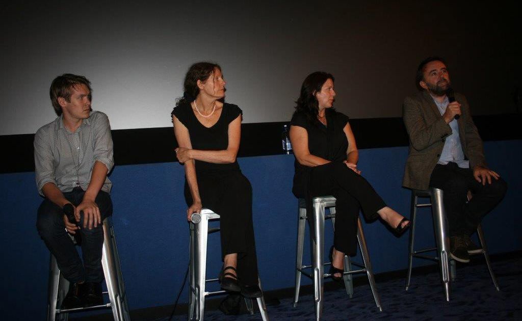 (Left-right) Actor, Alex Williams, Christine Assange, co-founder of WikiLeaks Australian Citizen Alliance, Samantha Costa and writer/director Robert Connolly at Byron's Palace Cinema. (Left-right) Actor, Alex Williams, Christine Assange, co-founder of WikiLeaks Australian Citizen Alliance, Samantha Costa and writer/director Robert Connolly at Byron's Palace Cinema.