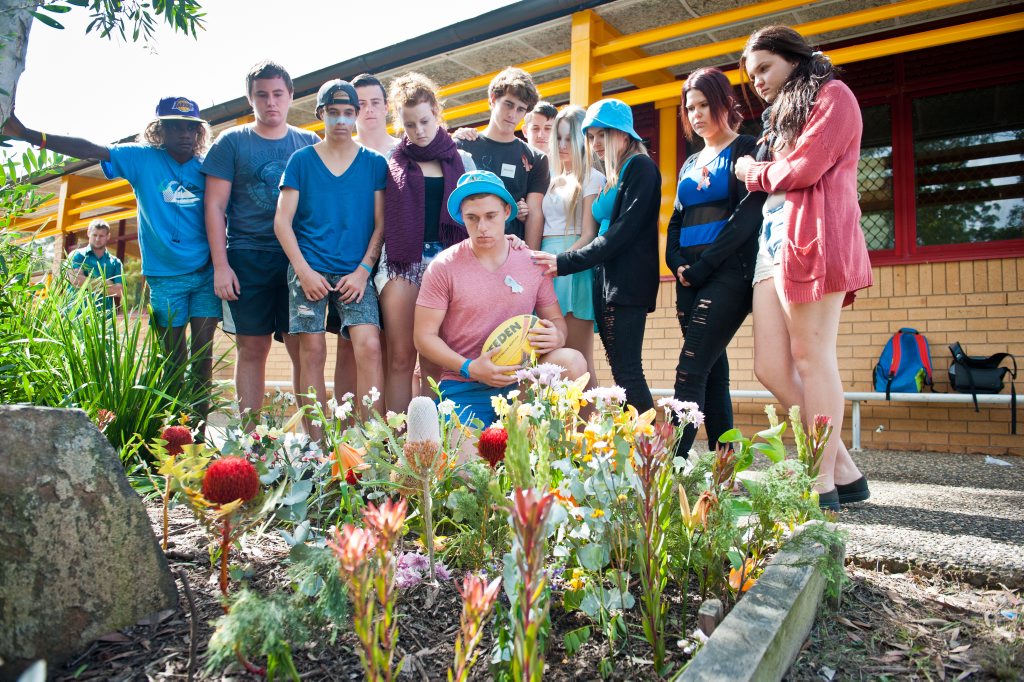 Toormina High School friends of Jake Kedzlie, pay their respects at the School. Photo: Rob Wright / The Coffs Coast Advocate Toormina High School friends of Jake Kedzlie, pay their respects at the School. Photo: Rob Wright / The Coffs Coast Advocate