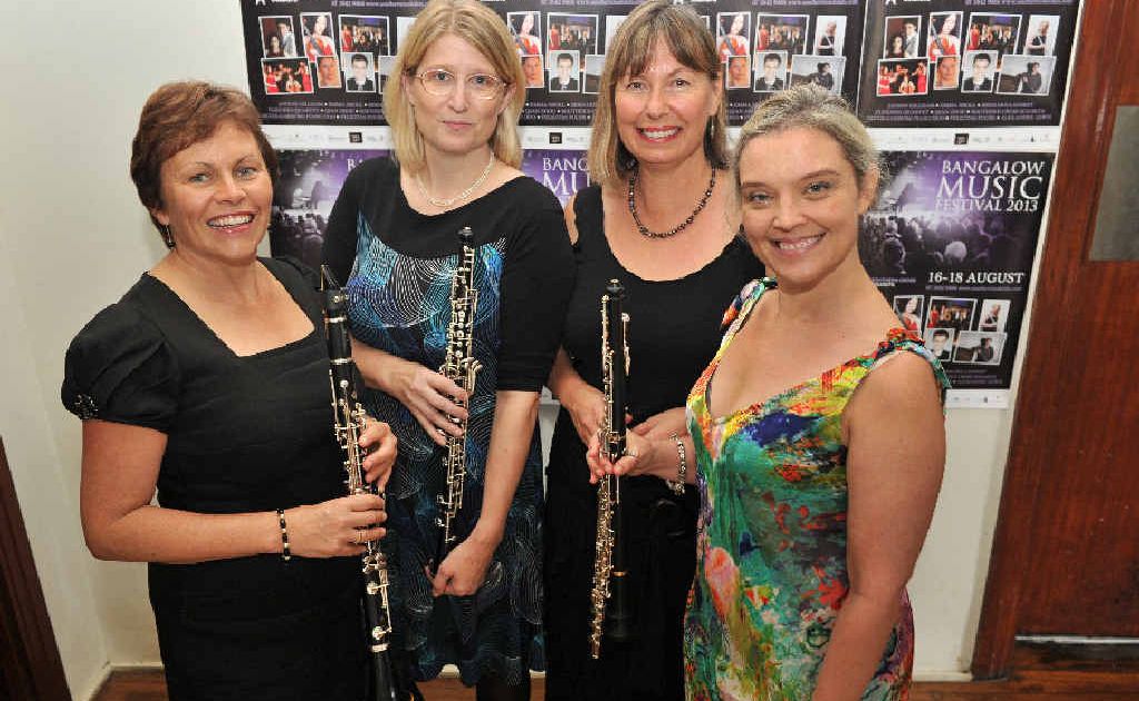 Kathleen McLennan (Clarinet), Helen Spurgeon (Obeo), Margaret Stewart (Flute) and Tania Frazer (Obeo), Creative Director of the Bangalow Music Festival. Kathleen McLennan (Clarinet), Helen Spurgeon (Obeo), Margaret Stewart (Flute) and Tania Frazer (Obeo), Creative Director of the Bangalow Music Festival.