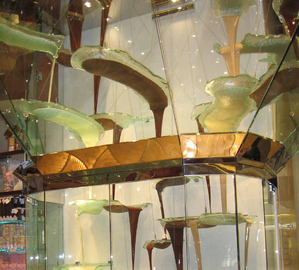 The chocolate fountain at Bellagio is as good as the fountains in the lake. The chocolate fountain at Bellagio is as good as the fountains in the lake.