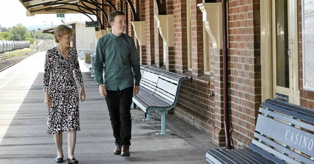 SPEEDY TRAINS: Federal MP Janelle Saffin with work experience student Harry Gregg walk the platform of Casino Railway Station. SPEEDY TRAINS: Federal MP Janelle Saffin with work experience student Harry Gregg walk the platform of Casino Railway Station.
