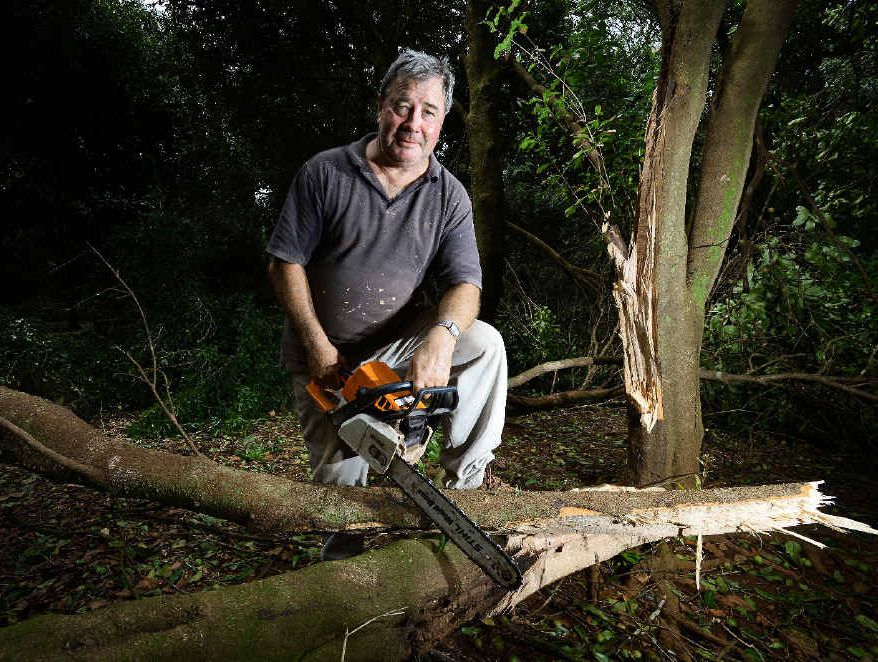 UNITED: Macadamia farmer John Underhill’s property was devastated in the storms earlier this year, resulting in the loss of some of his crop.