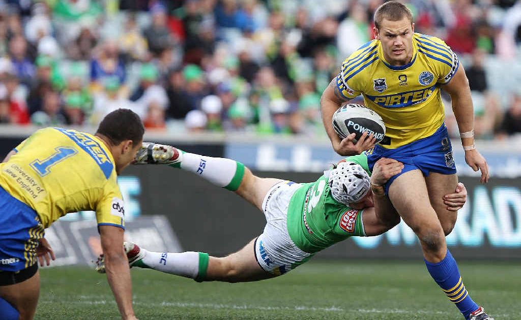 MAKING HIS MARK: Cheyse Blair in action for Parramatta against Canberra last season. Blair will line up in the centres for the Eels against the Gold Coast Titans at Skilled Park, Robina, on Sunday night. MAKING HIS MARK: Cheyse Blair in action for Parramatta against Canberra last season. Blair will line up in the centres for the Eels against the Gold Coast Titans at Skilled Park, Robina, on Sunday night.