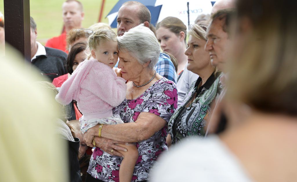 MOTHER’S AGONY: Faye Kennedy at the dedication of her daughter’s memorial in Limestone Park. MOTHER’S AGONY: Faye Kennedy at the dedication of her daughter’s memorial in Limestone Park.