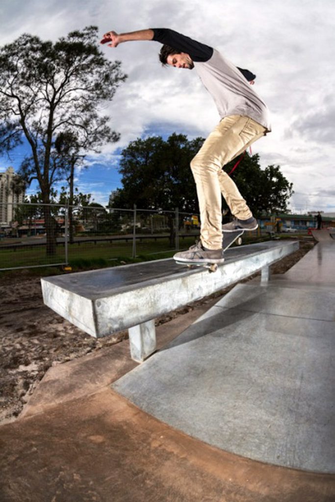 Luke Pease performs an FS Nosegrind at the new Coolangatta skate park.